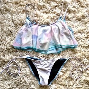 TVK Multicolored Ruffle Crop Top Bikini